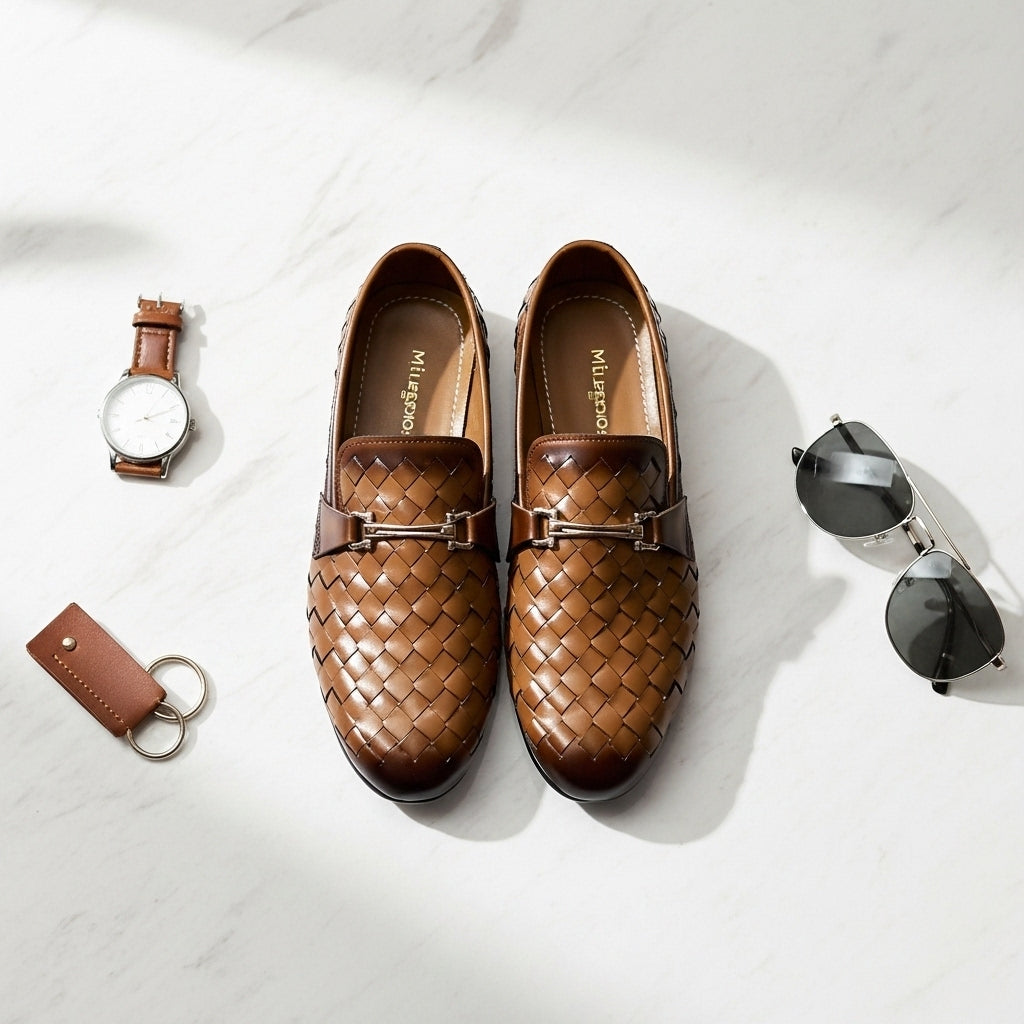 Woven Brown Loafer | Premium Quality | All Season Shoe